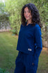 Women Fall Pajama Set Dark Blue sweatshirt + pants